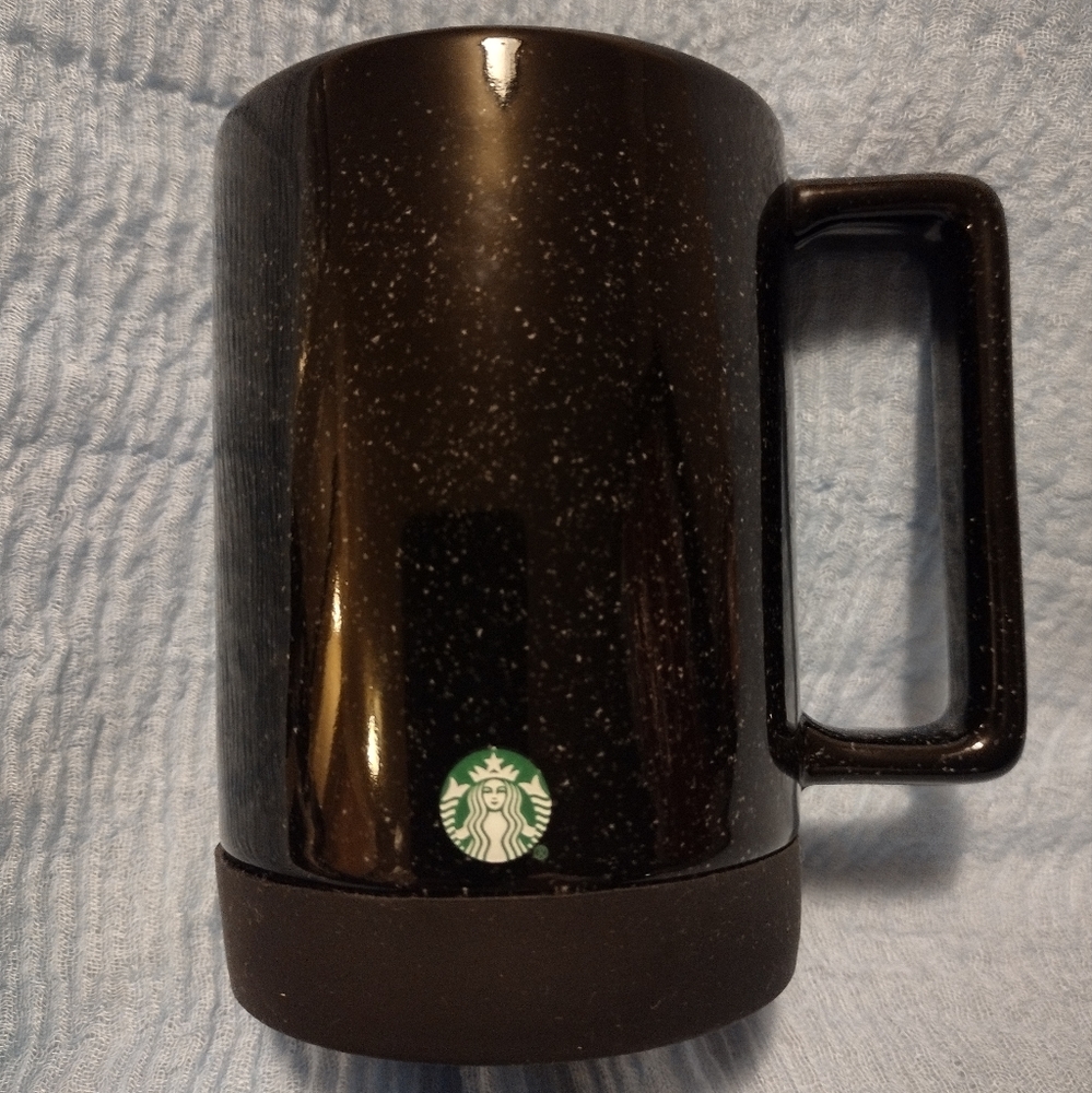 Starbucks Black White Speckled Non Slip Porcelain Coffee Mug 14fl oz